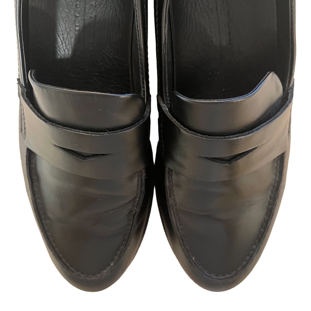 Ecco Women’s Black Leather Tray Tech Penny Loafers Sz 40 US 9-9.5 Lug Sole EUC - Picture 2 of 11